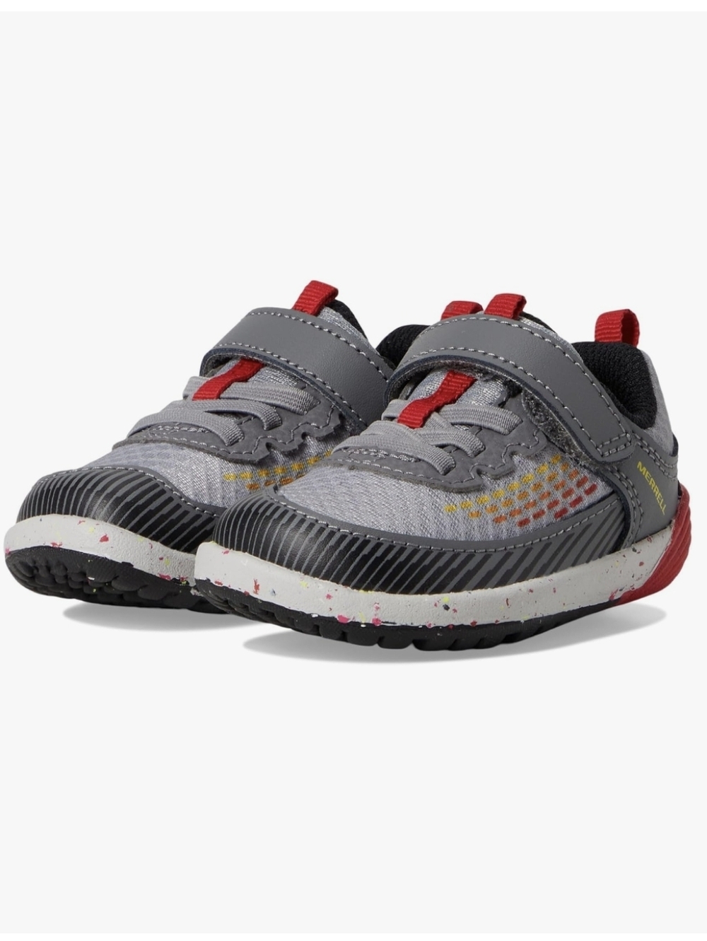 Merrell Kids Grey Sneakers with Red & Yellow Accents Size 9.5